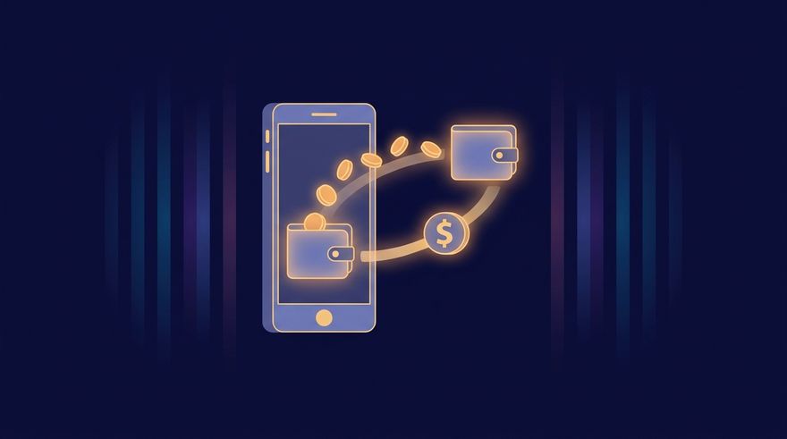 Illustration of a phone funding a Deriv account with mobile money in Zimbabwe