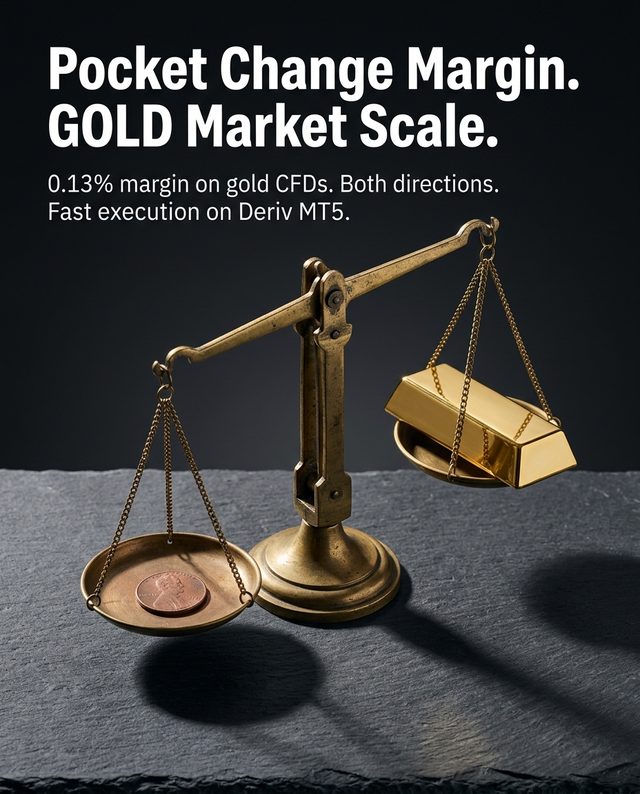 Trade gold CFDs on Deriv MT5 with 0.13% margin
